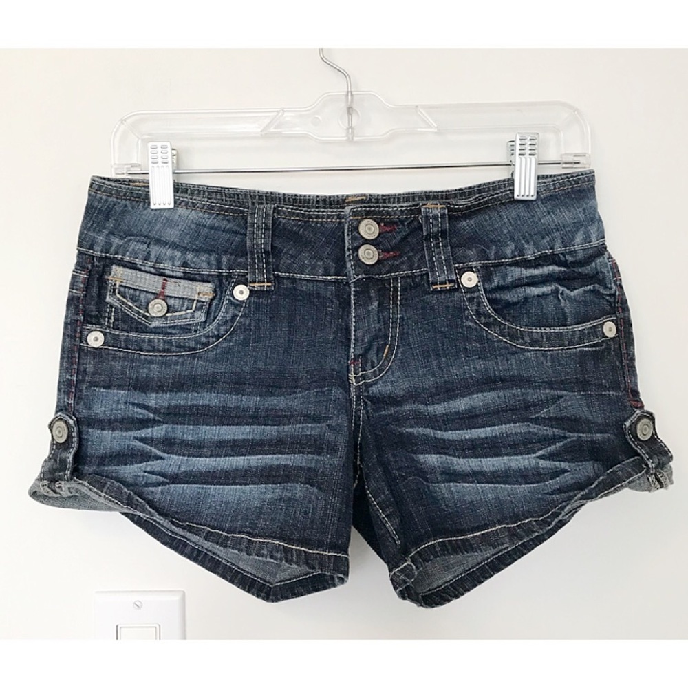 HYDRAULIC Sz 5/6 Denim Embroidered Roll-Up Shorts